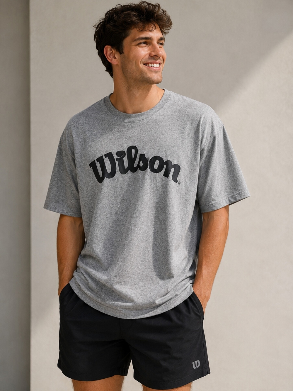 Vintage Wilson Gray Crewneck T-Shirt with Black Logo